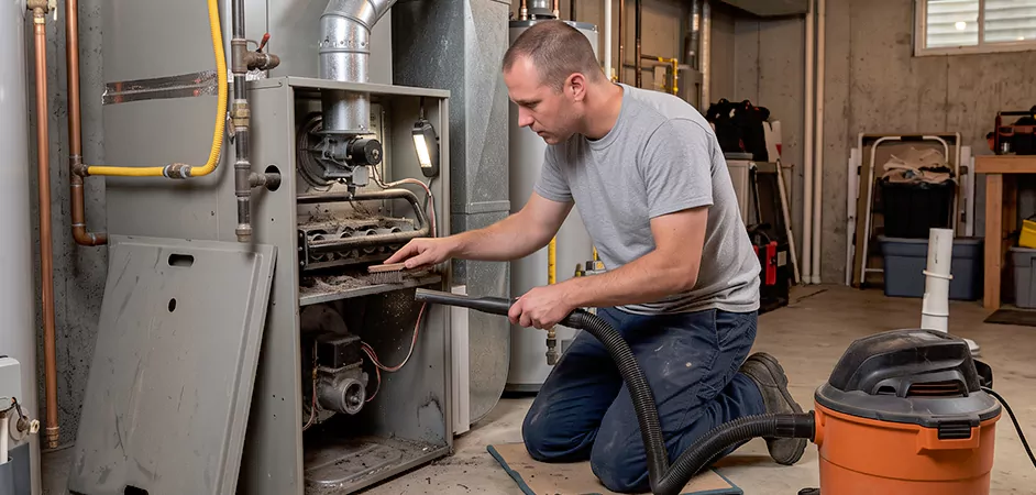 Burner and Heater Compartment Lint Removal in College Park