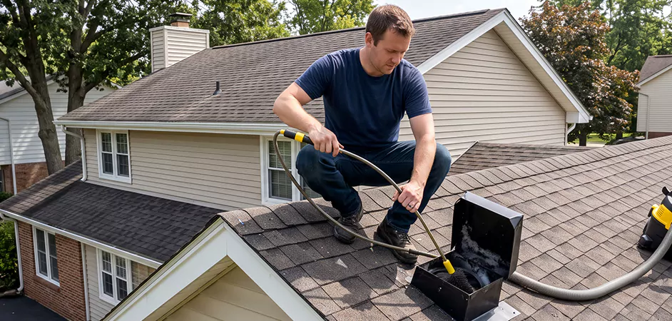 Multi-Story Roof Dryer Vent Cleaning in College Park